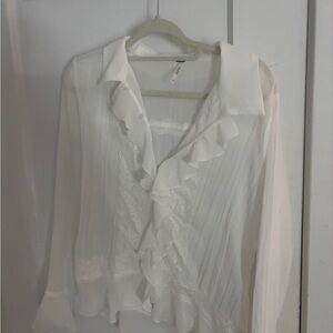 FREE PEOPLE White Ruffled Women's Top